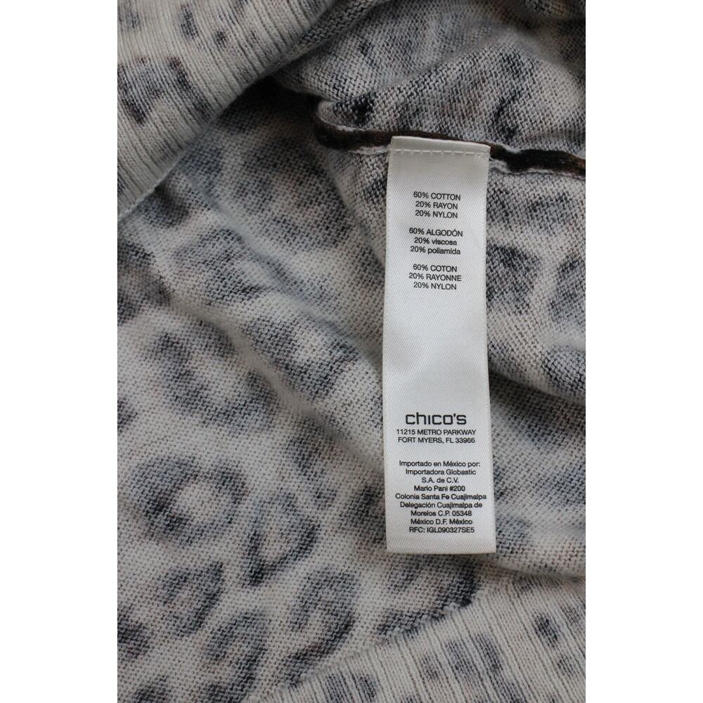 Chico's Cardigan Sweater Womens 2 (12/L) Leopard Tight Knit Button Front - Picture 7 of 7